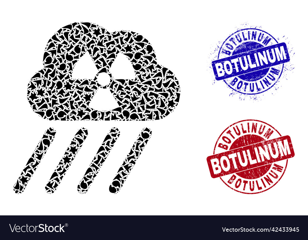 Radioactive rain mosaic of debris with botulinum