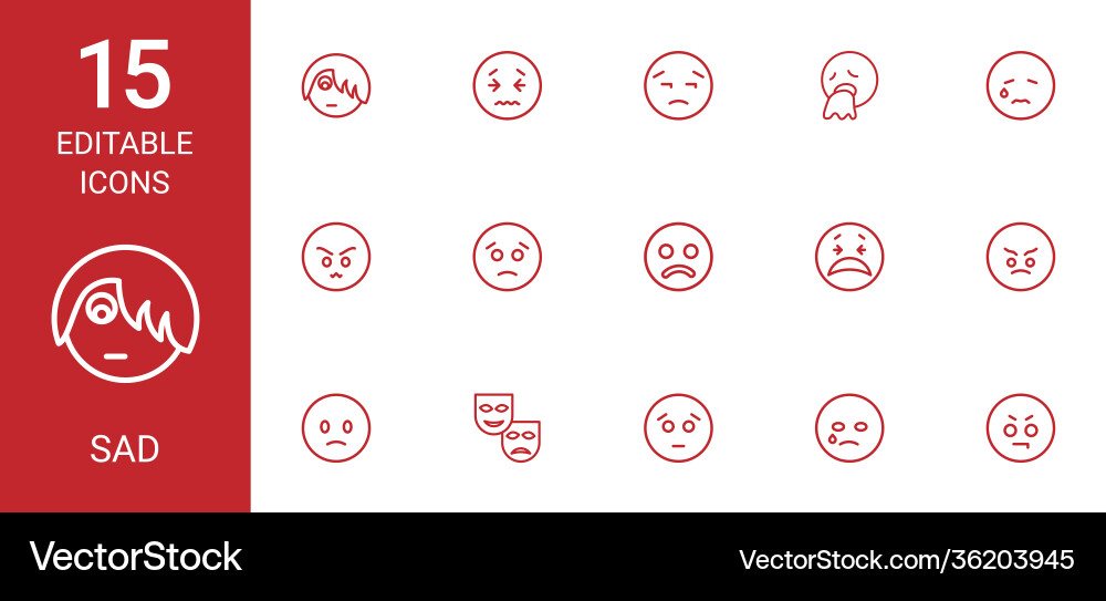 Sad icons Royalty Free Vector Image - VectorStock