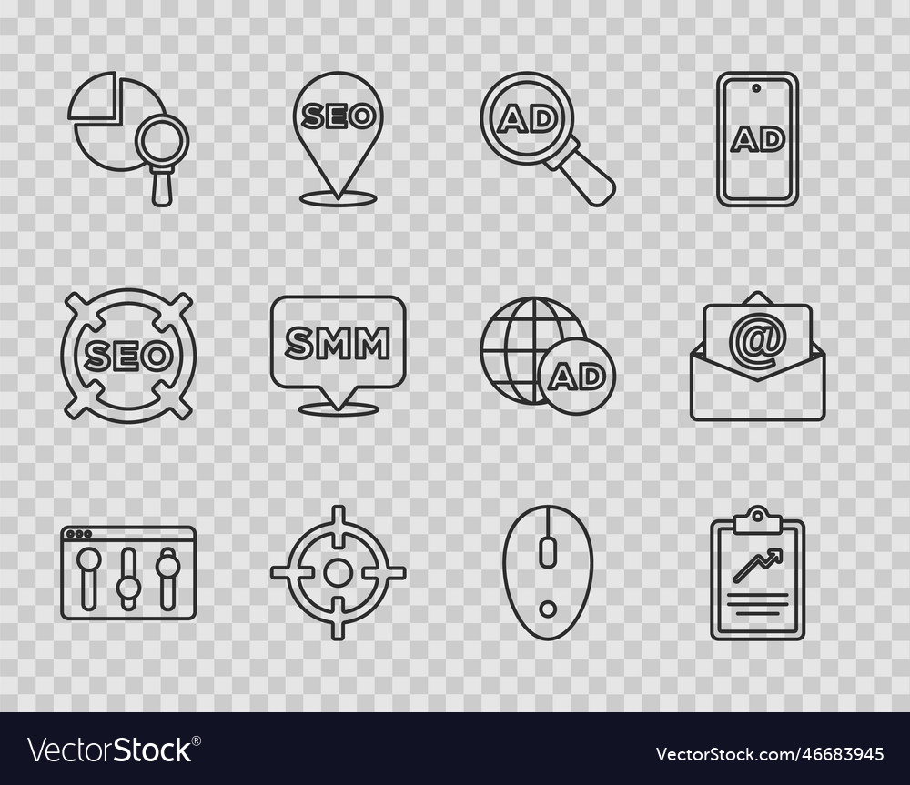 Set line browser setting clipboard with graph Vector Image