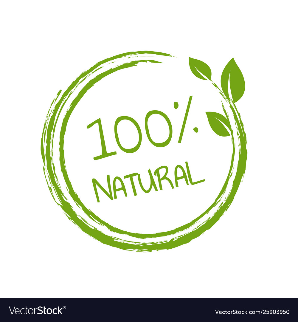 100 natural product white background Royalty Free Vector