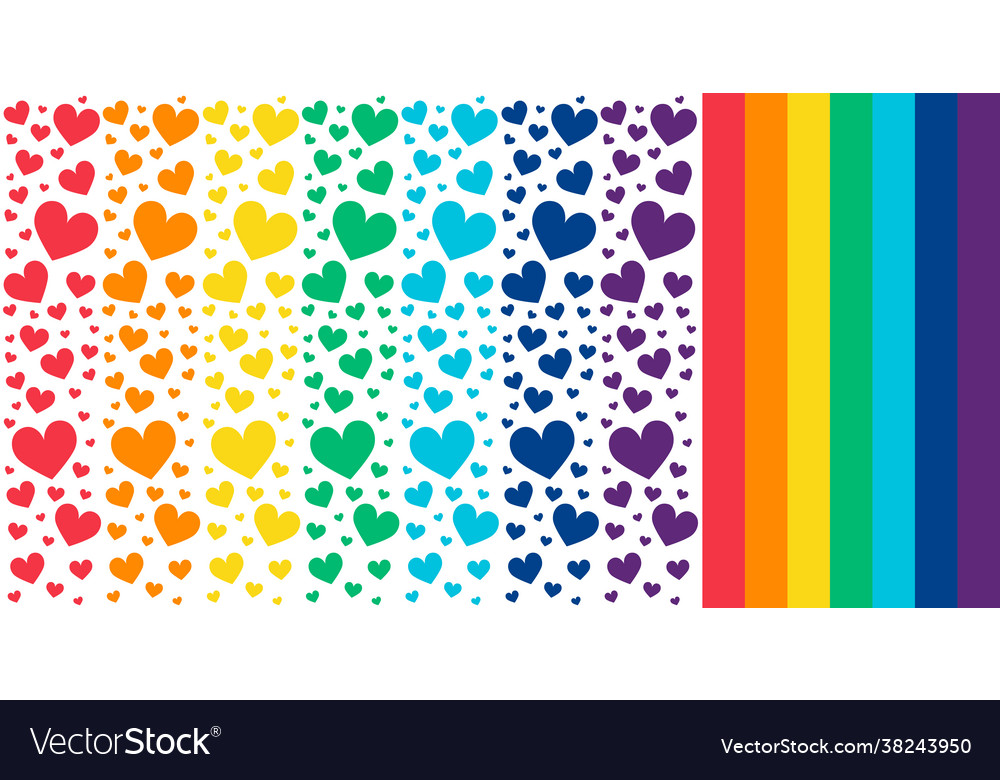 Abstract rainbow hearts on white background