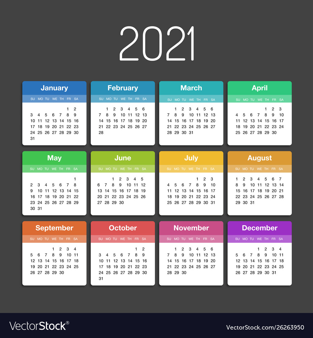 day by day calendar 2021 Calendar 2021 Year Template Day Planner In This Vector Image day by day calendar 2021