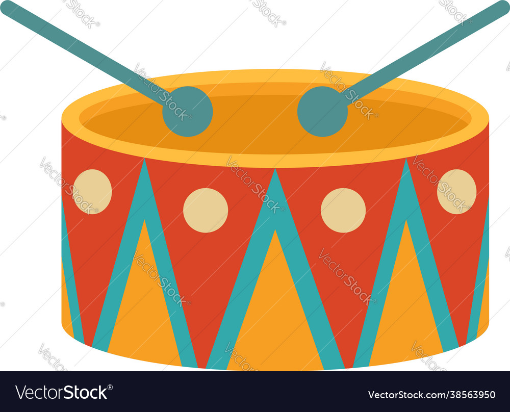 Carnival drum icon flat isolated Royalty Free Vector Image