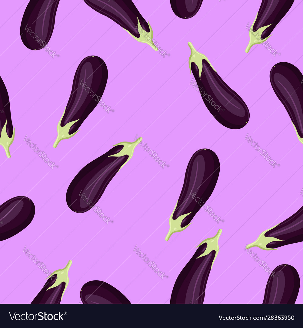 Eggplant on a purple background seamless pattern