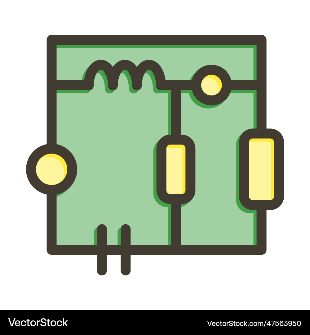 Electronic Circuit Thick Line Filled Colors Vector Image