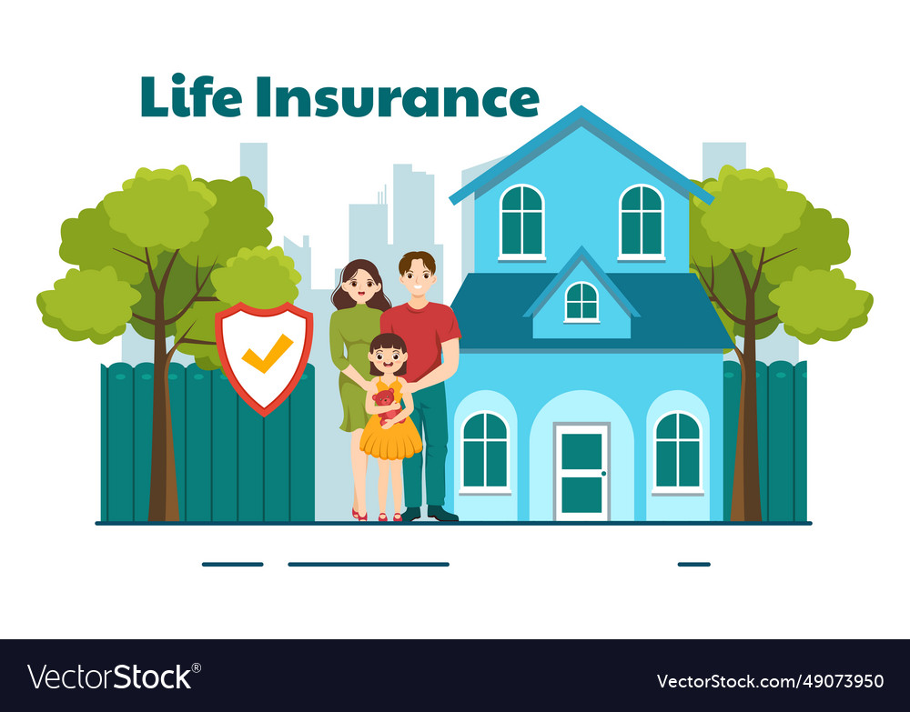 Life insurance with check marks shield Royalty Free Vector