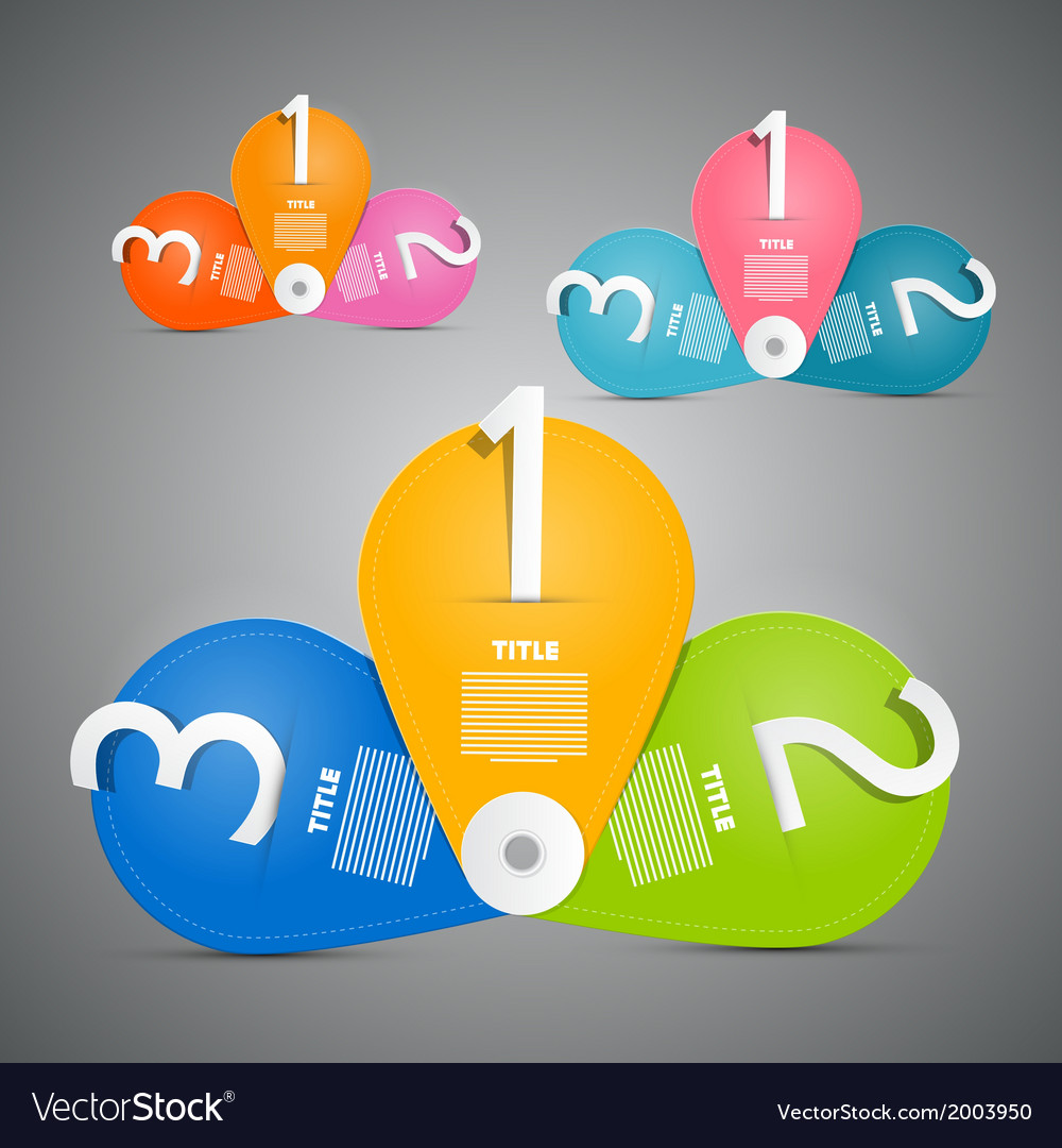 One two three - colorful paper progress steps Vector Image