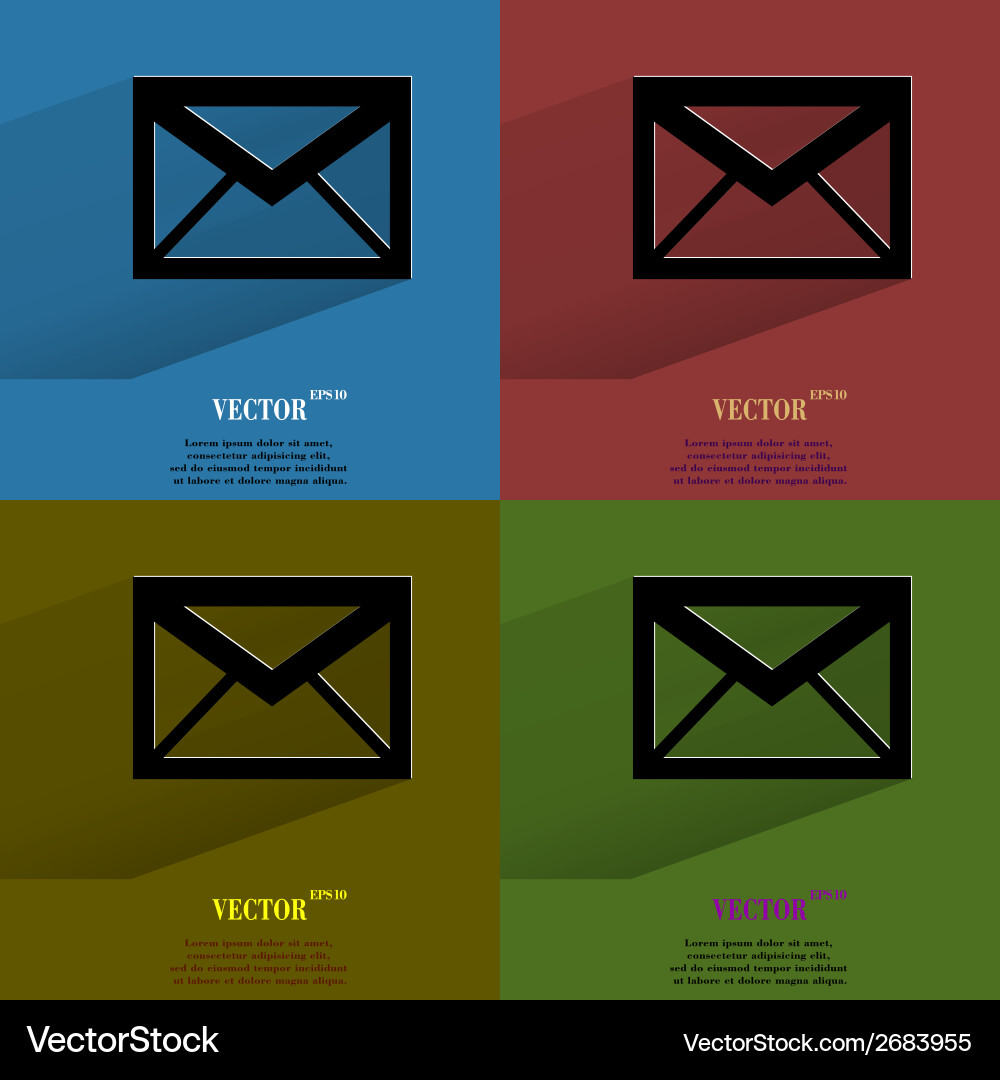 Color set mail envelope flat modern web button Vector Image