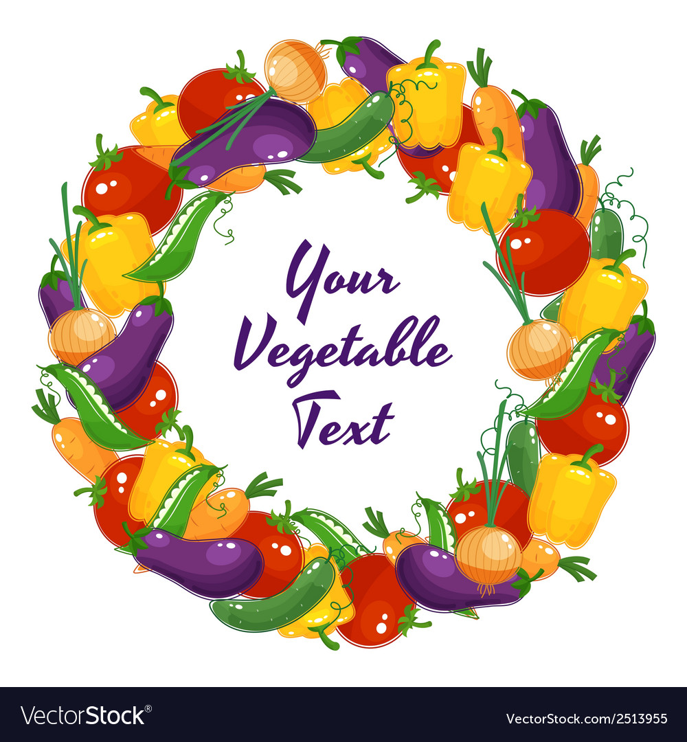 Colorful fresh vegetable wreath with copyspace Vector Image