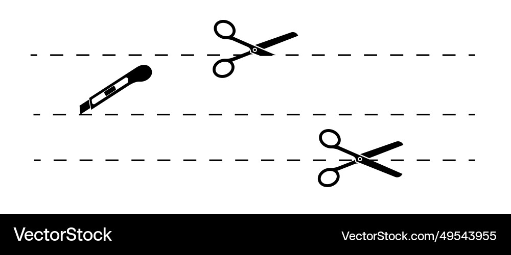 Cut here icon symbol lines with scissors Vector Image