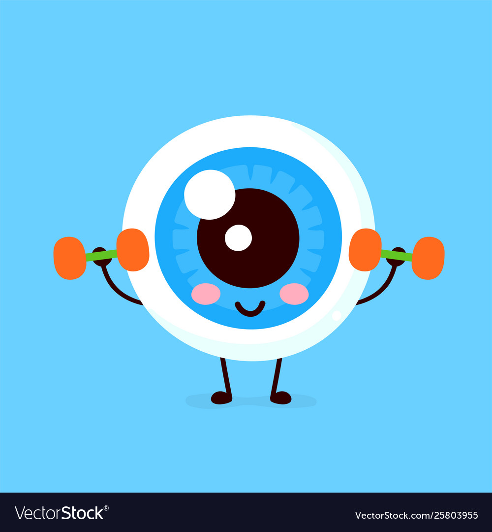 Cute happy smiling eye doing exercises