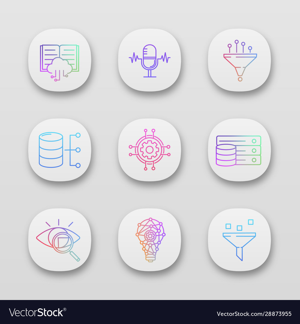 Machine learning app icons set