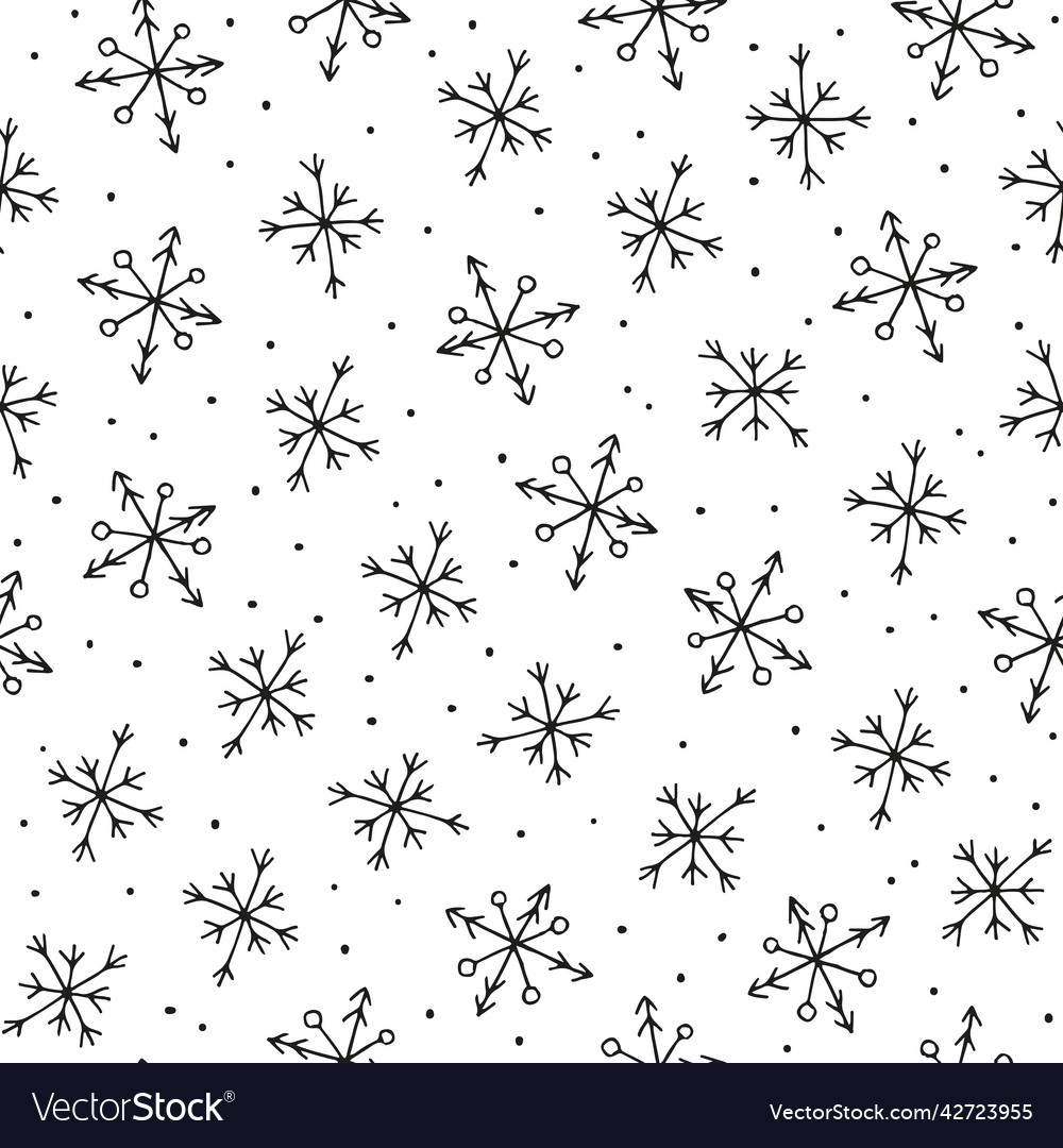 Seamless pattern with hand drawn snowflakes dots Vector Image