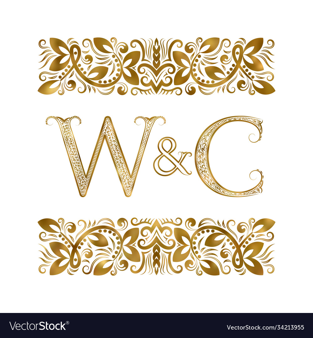 W and c vintage initials logo symbol letters Vector Image