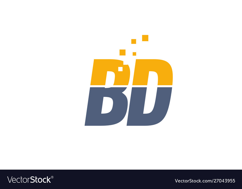 Yellow blue bd b d alphabet letter logo company