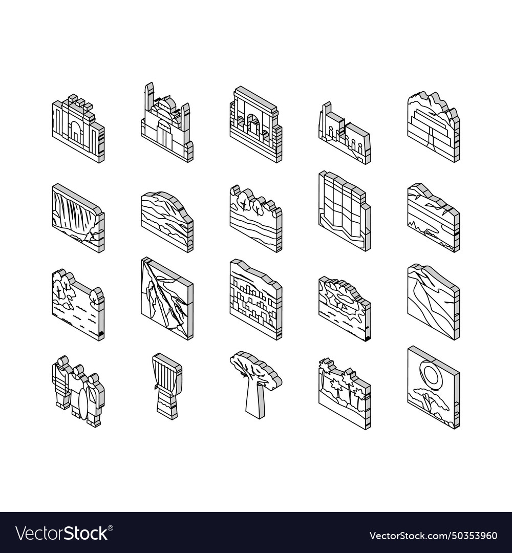 Africa continent nation treasure isometric icons Vector Image