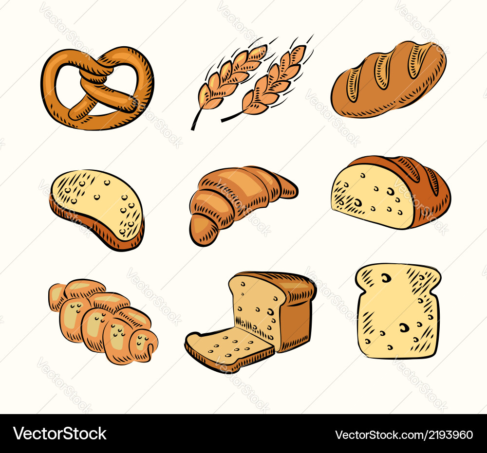 Bread icons Royalty Free Vector Image - VectorStock