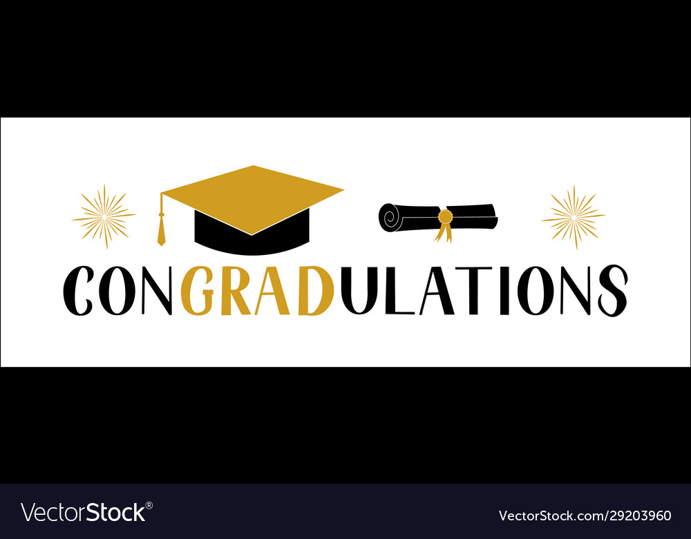 Congradutations lettering with graduation hat Vector Image