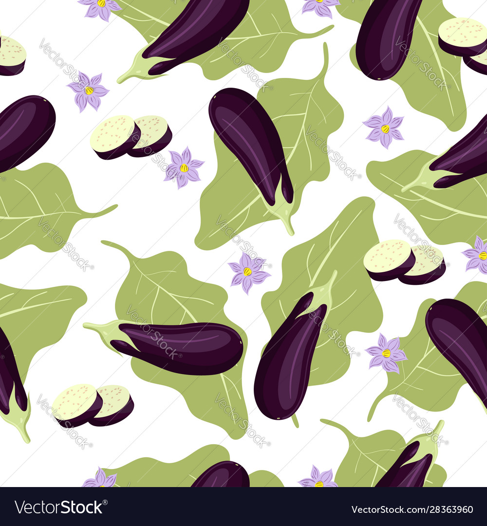 Eggplant seamless pattern with white background