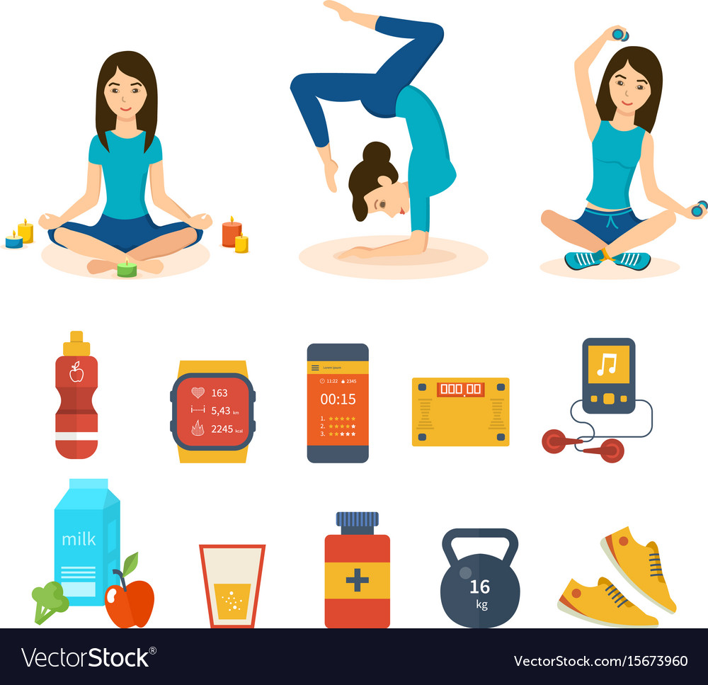 Girl involved in sport yoga different positions Vector Image