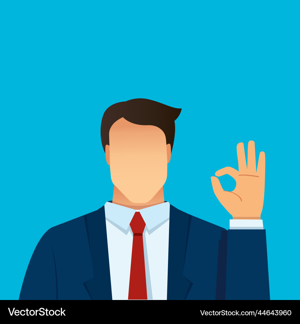 Man character show hand okay Royalty Free Vector Image