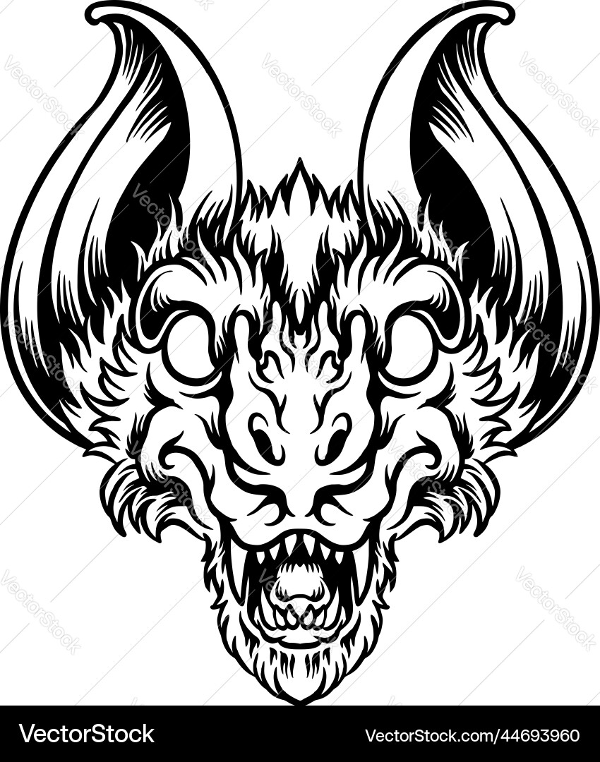 Scary bat head silhouette clipart Royalty Free Vector Image
