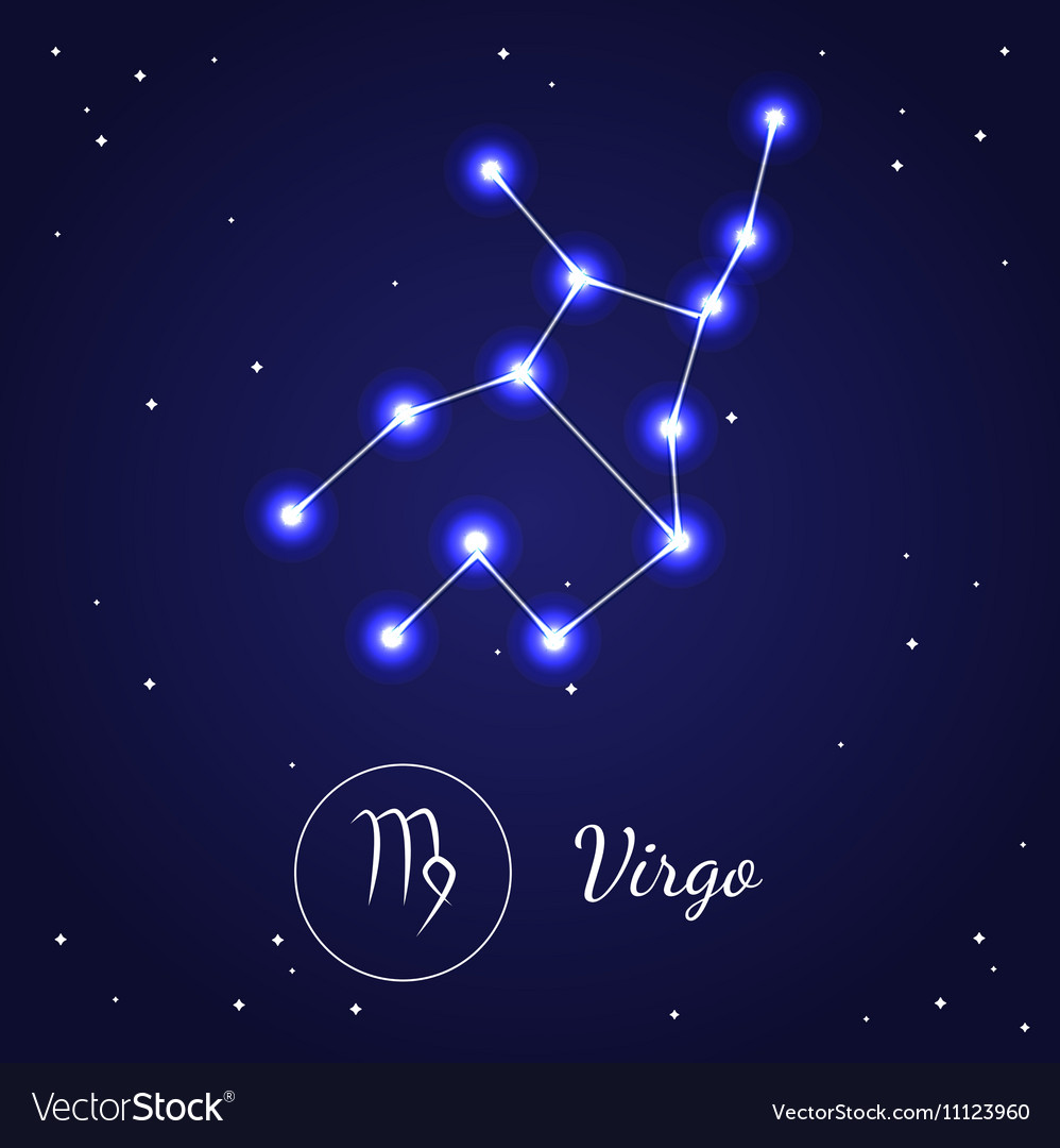 Virgo zodiac sign stars on the cosmic sky Vector Image