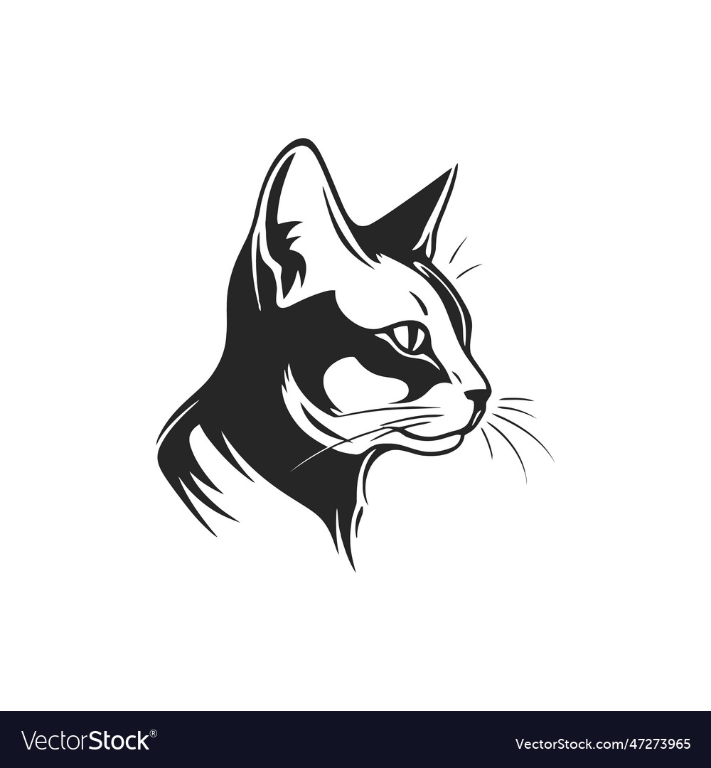 Cat face outline silhouette for coloring Vector Image