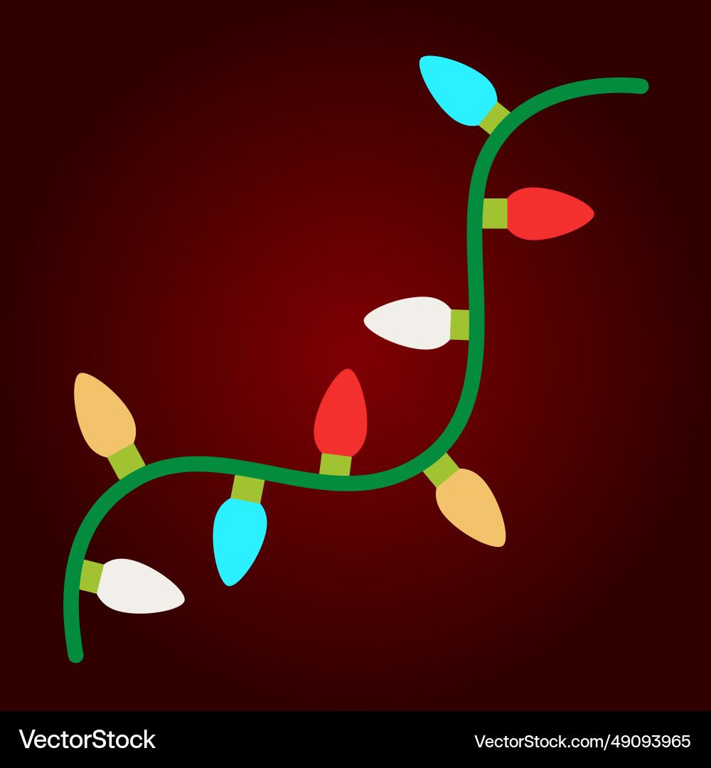 Christmas lights garland on red background Vector Image