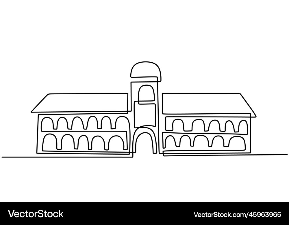 Classical building with columns in continuous one Vector Image