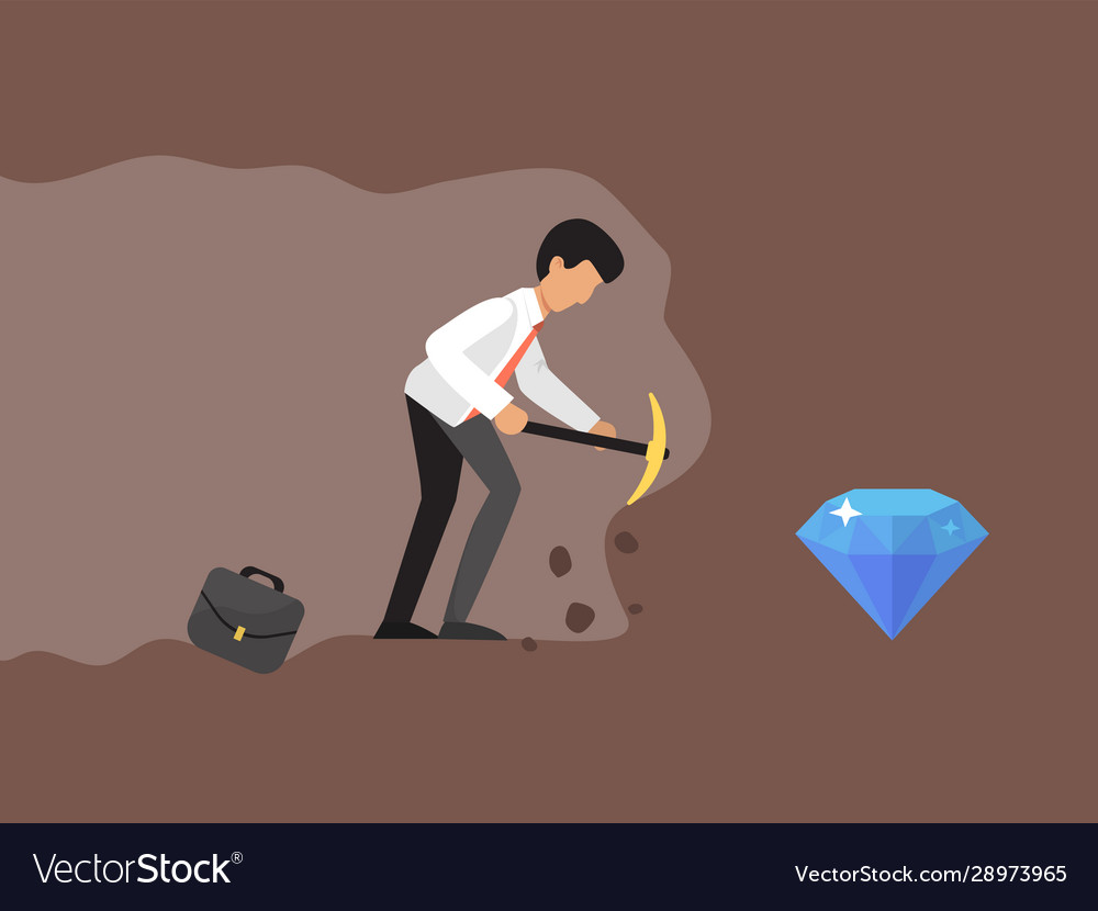 Person worker digging and mining for gold Vector Image