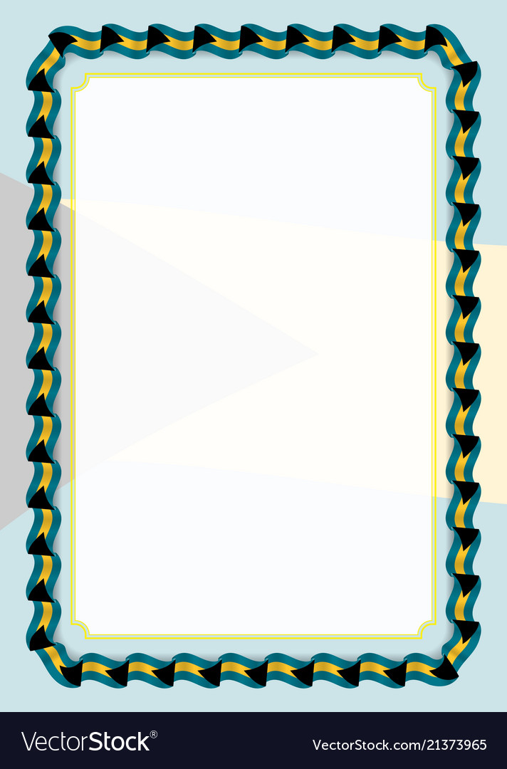 Frame and border ribbon with bahamas flag Vector Image