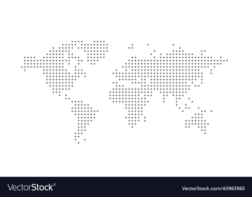 World map template with crosses or plus graphic