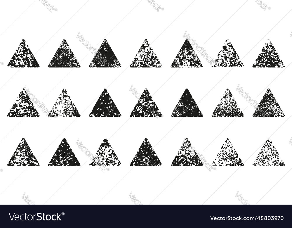 Grunge texture triangle set rough stamp