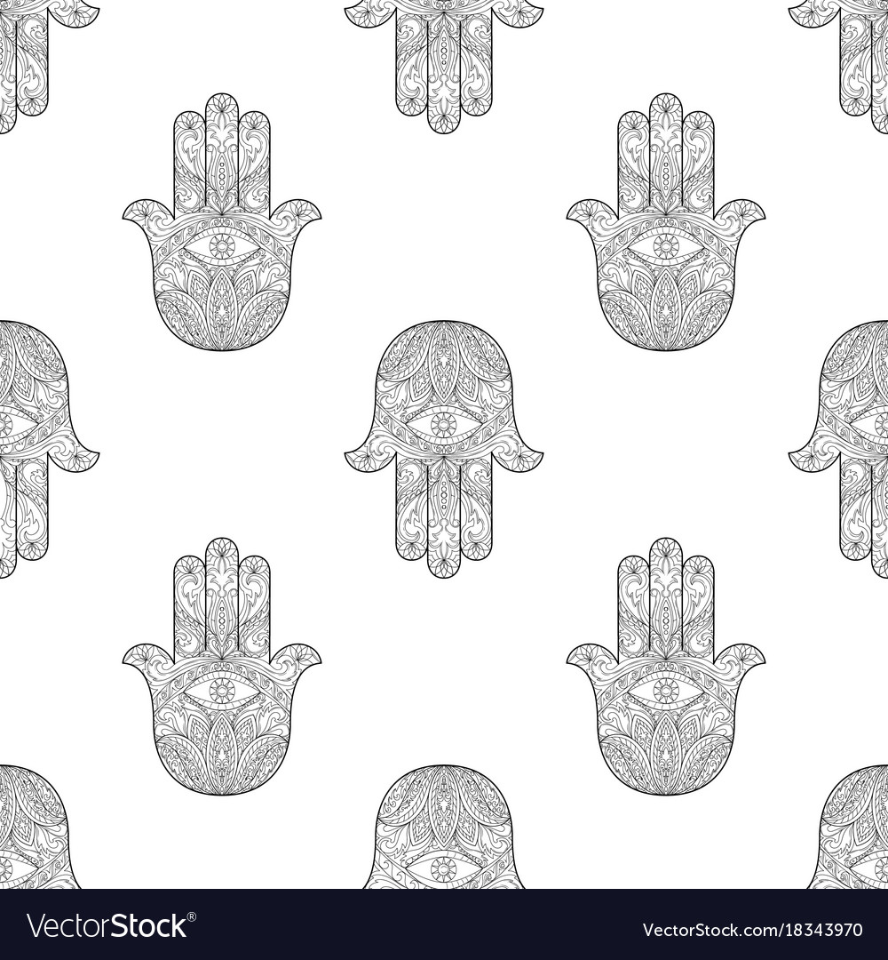 Hand of fatima seamless pattern