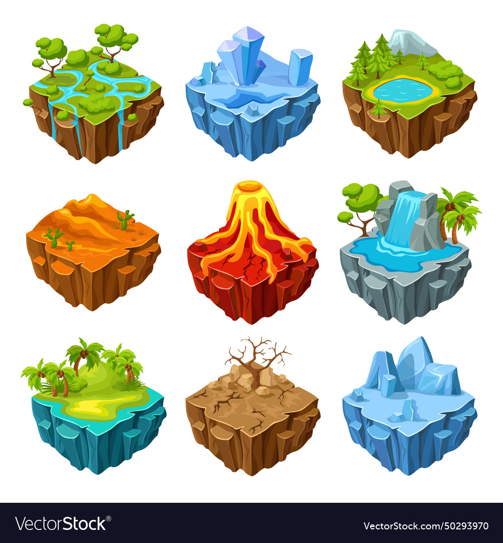 Islands of computer game isometric set