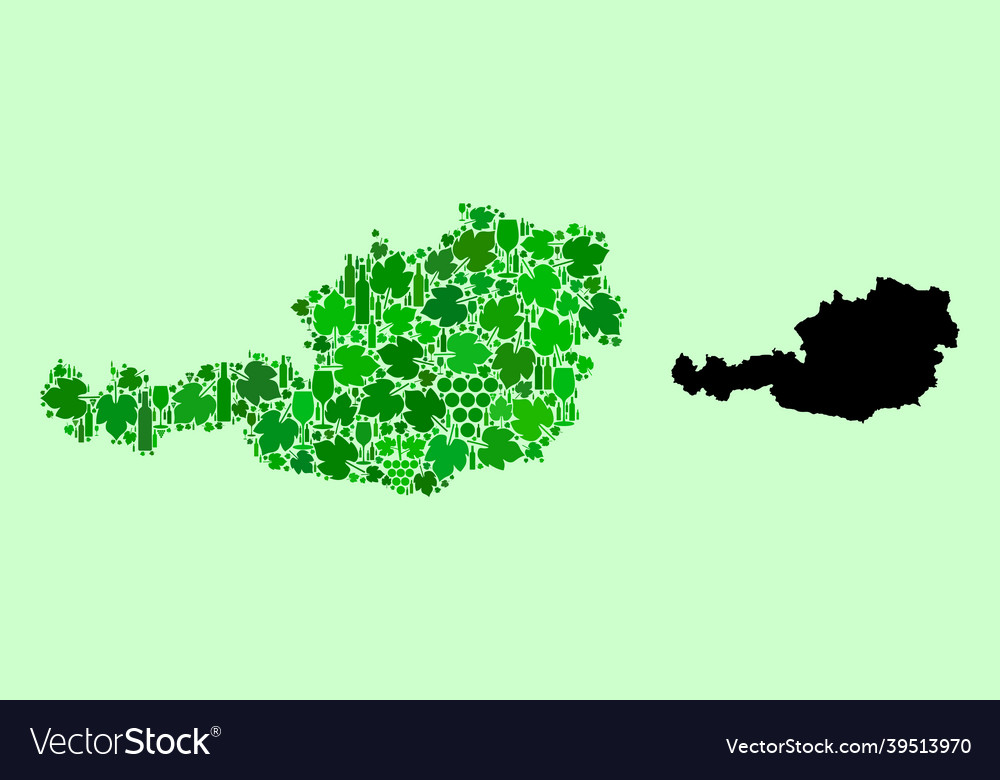 Map of austria - mosaic wine and grapes