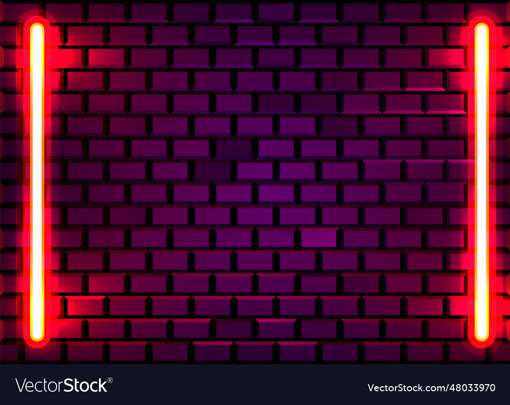 Neon lamp frame on brick wall background las