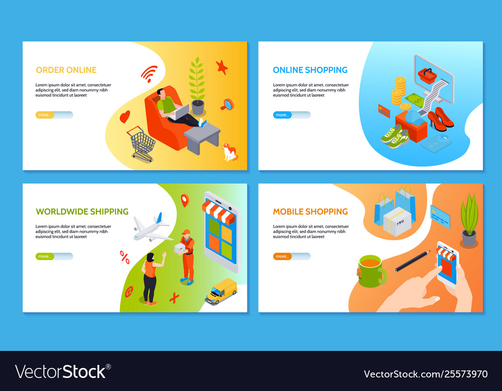 Online Shopping Horizontal Banners Royalty Free Vector Image
