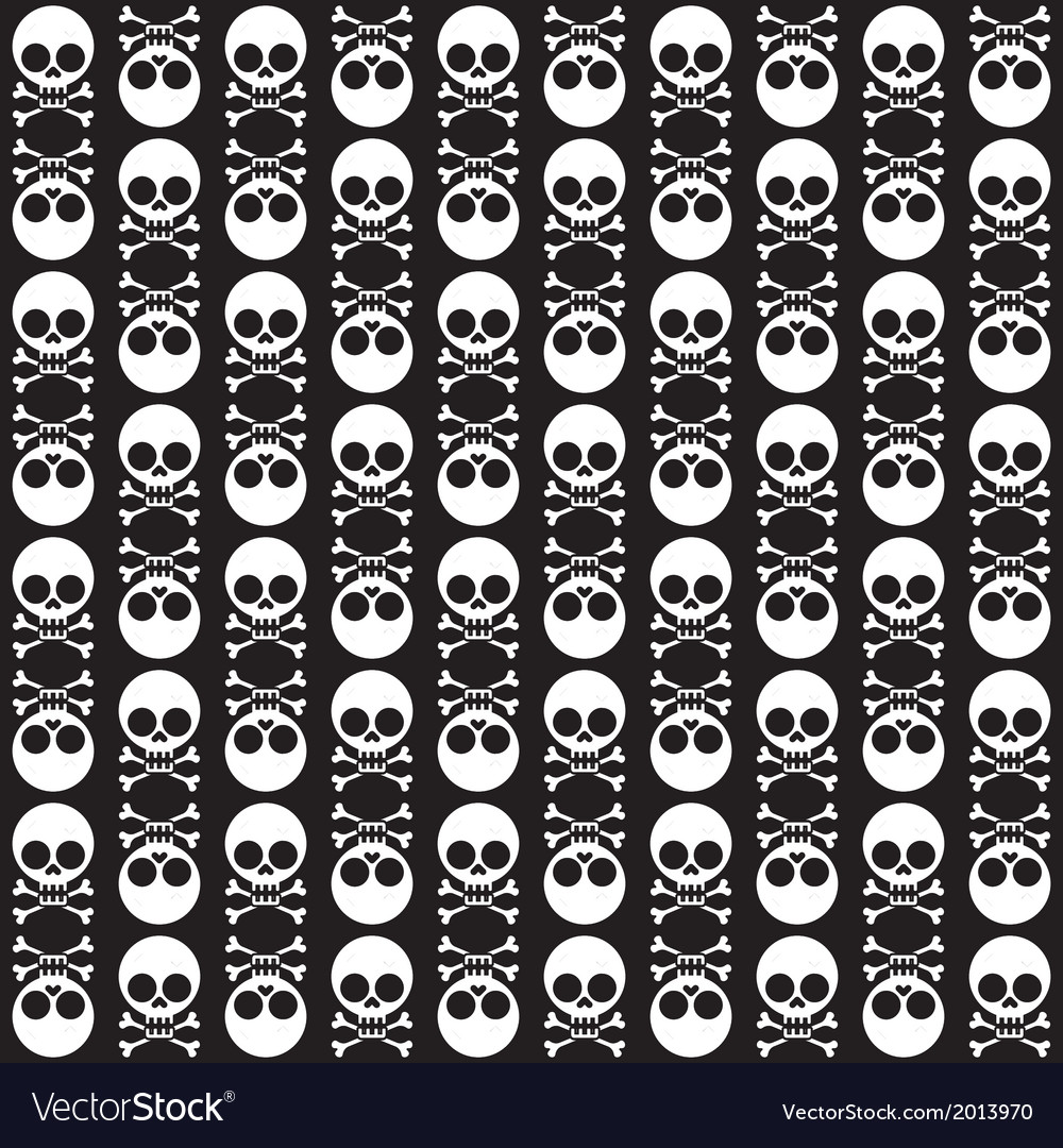 Seamless pattern with skulls and bones black