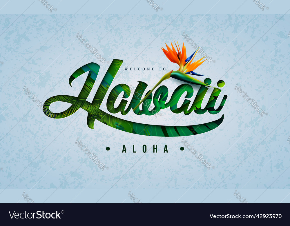 Tropical summer design with aloha hawaii lettering