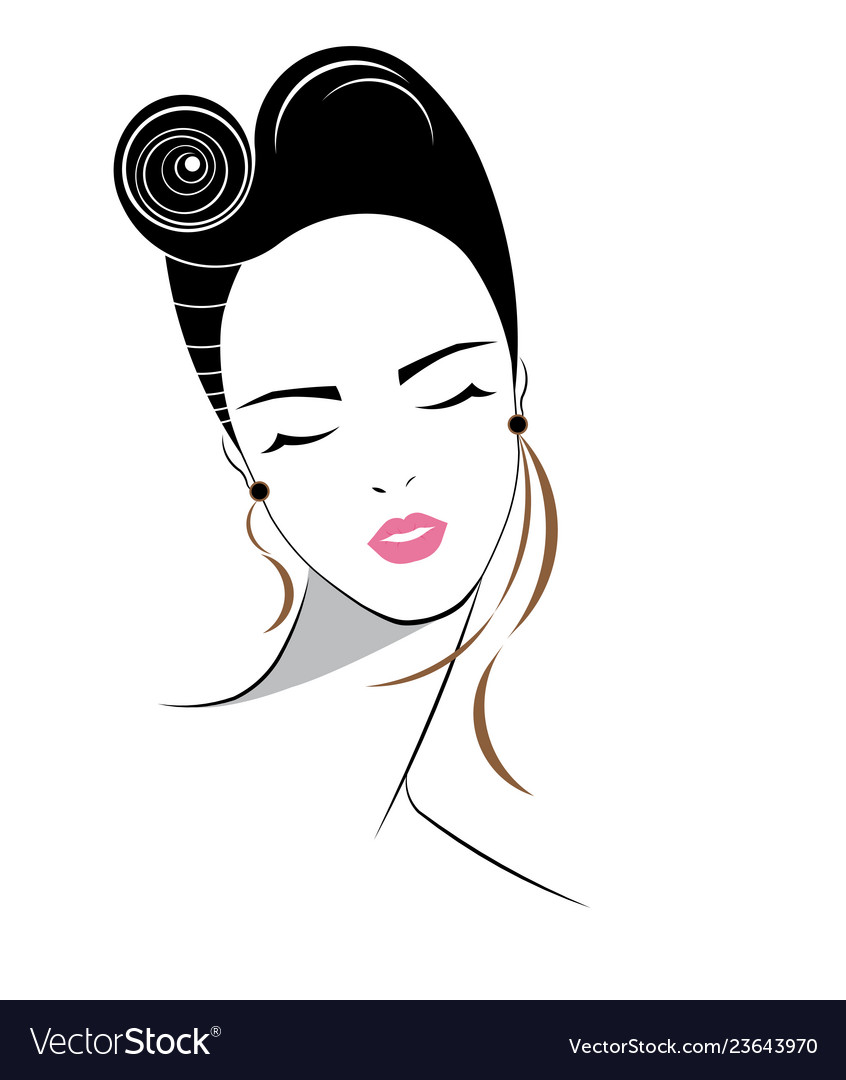 Women short hair style icon logo women on white Vector Image