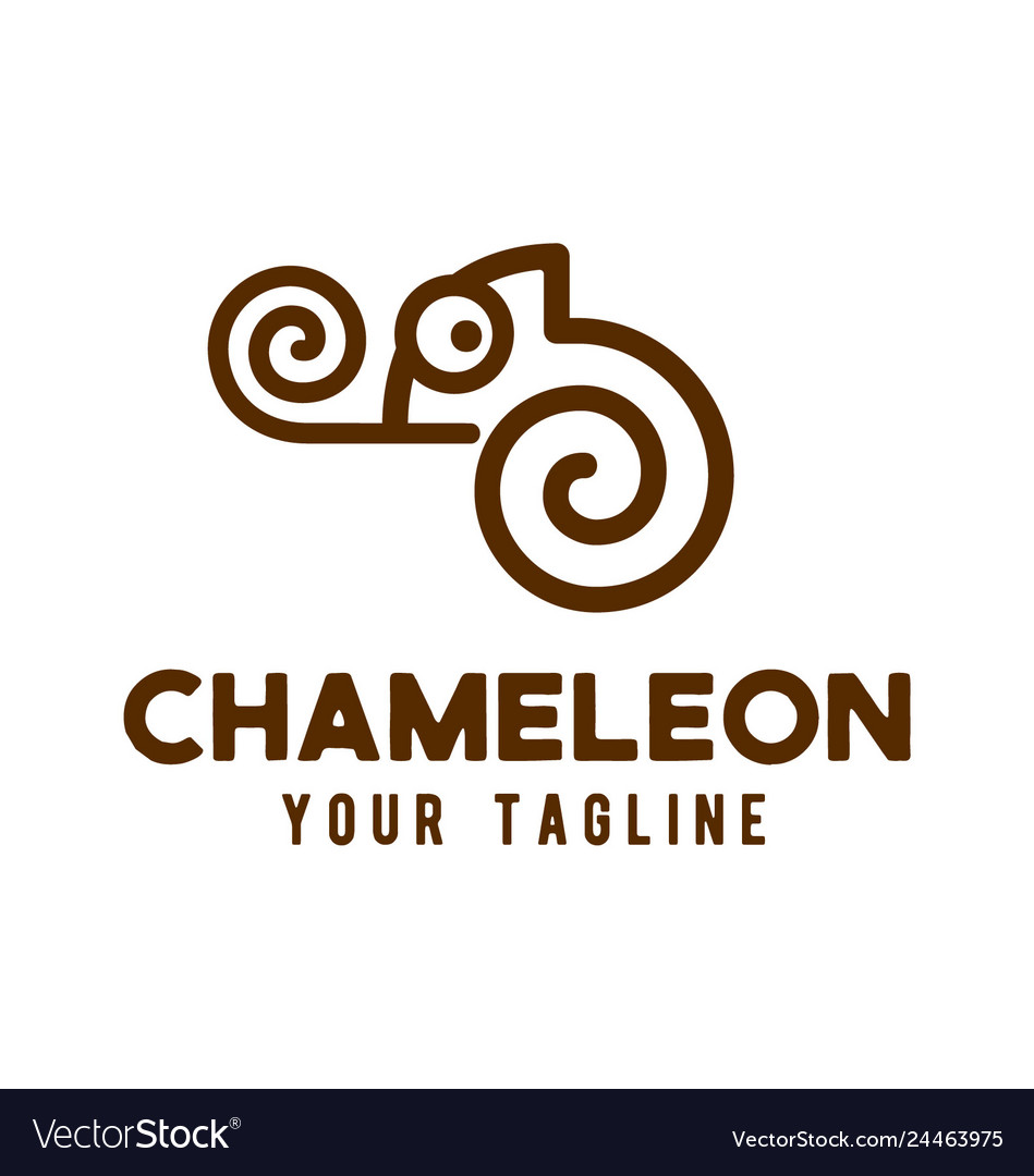 Chameleon logo line art design vector image Chameleon logo line art design