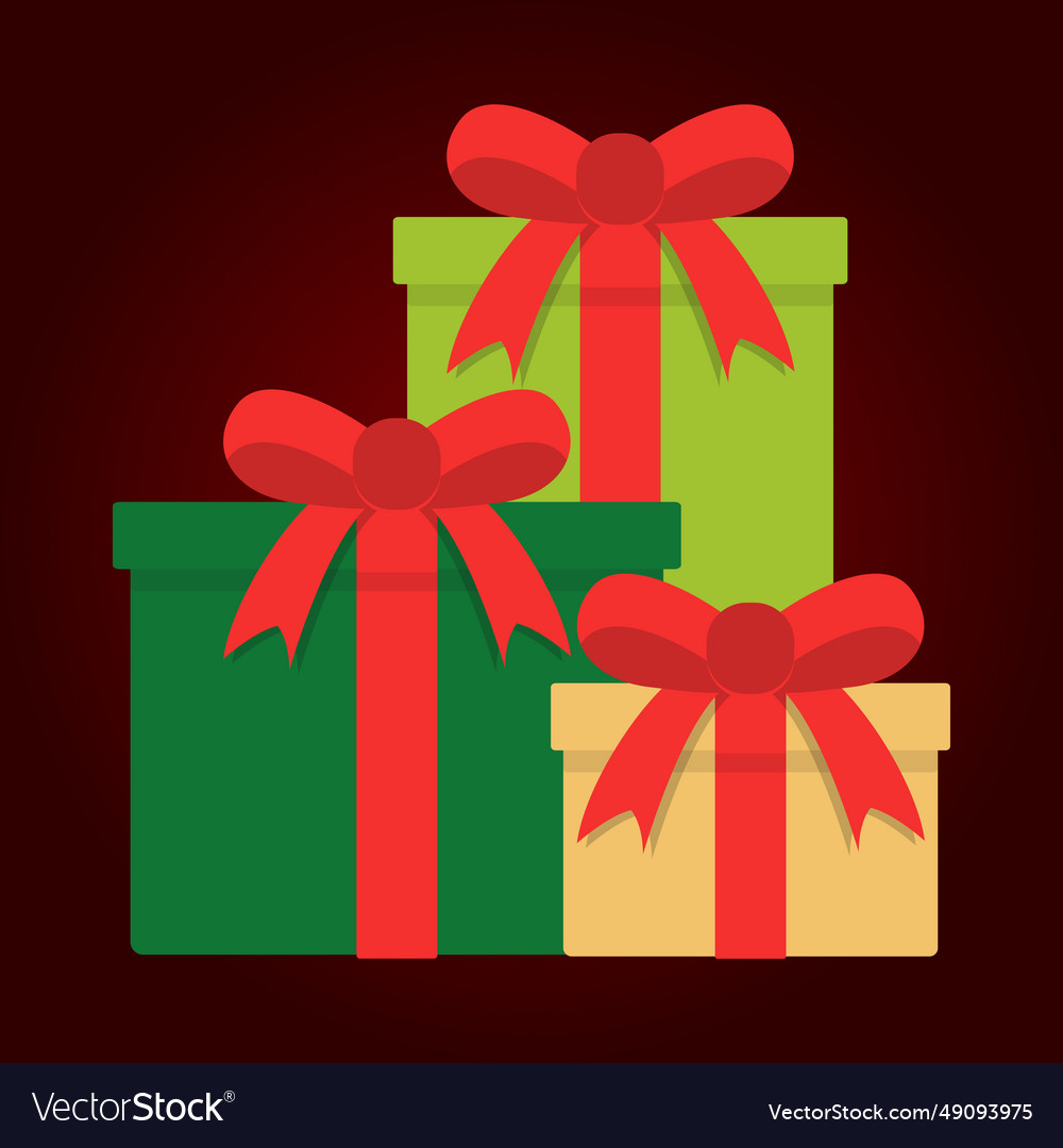 Gift boxes with red bows Royalty Free Vector Image