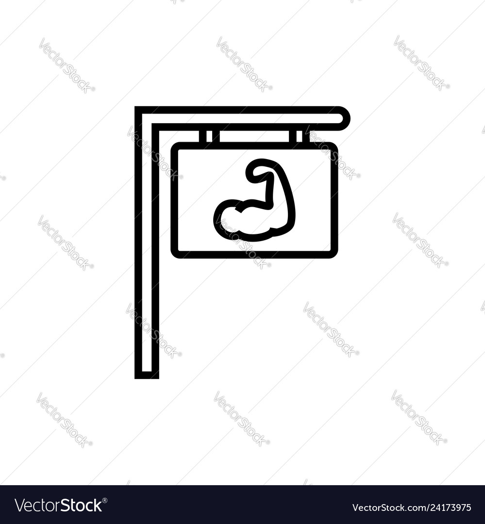 Gym fitness center sign icon hanging board Vector Image