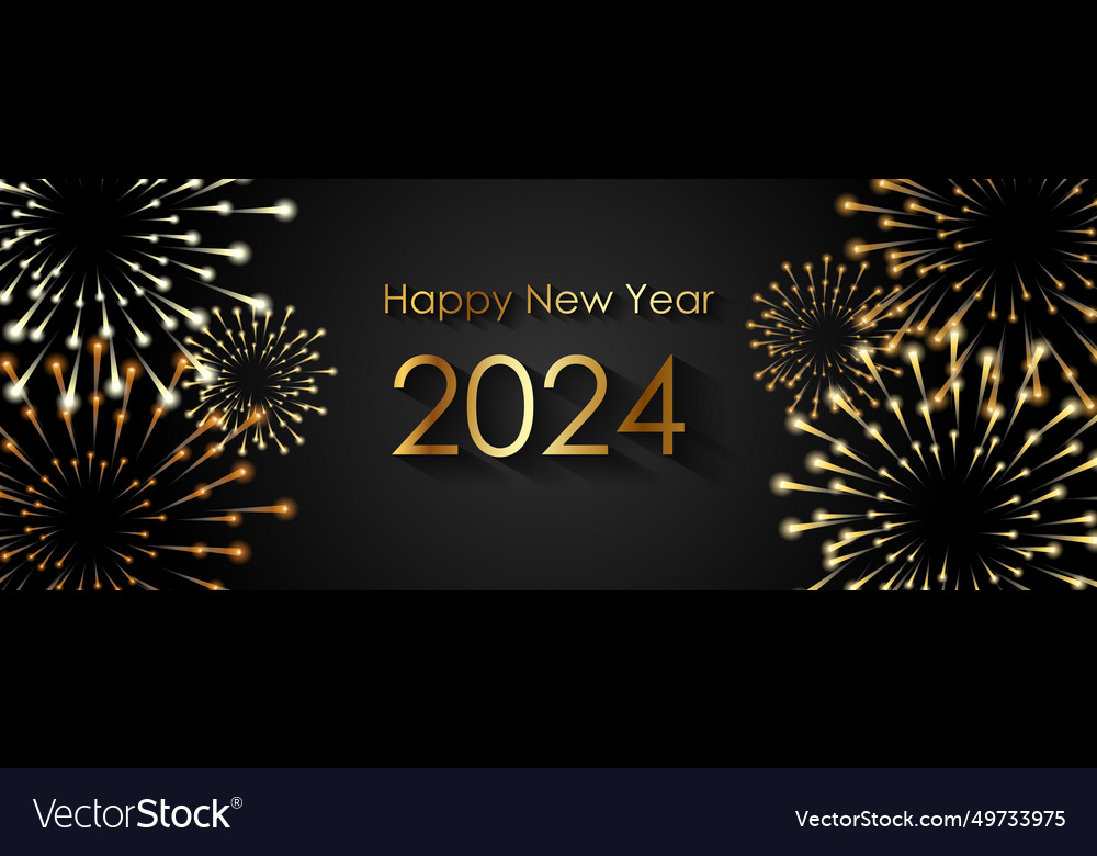 Happy new year 2024 elegant gold text Royalty Free Vector