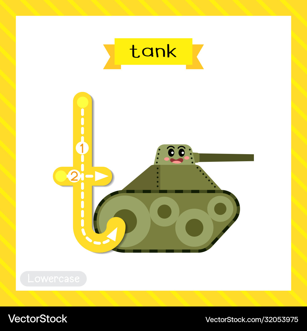 Letter t lowercase tracing tank Royalty Free Vector Image