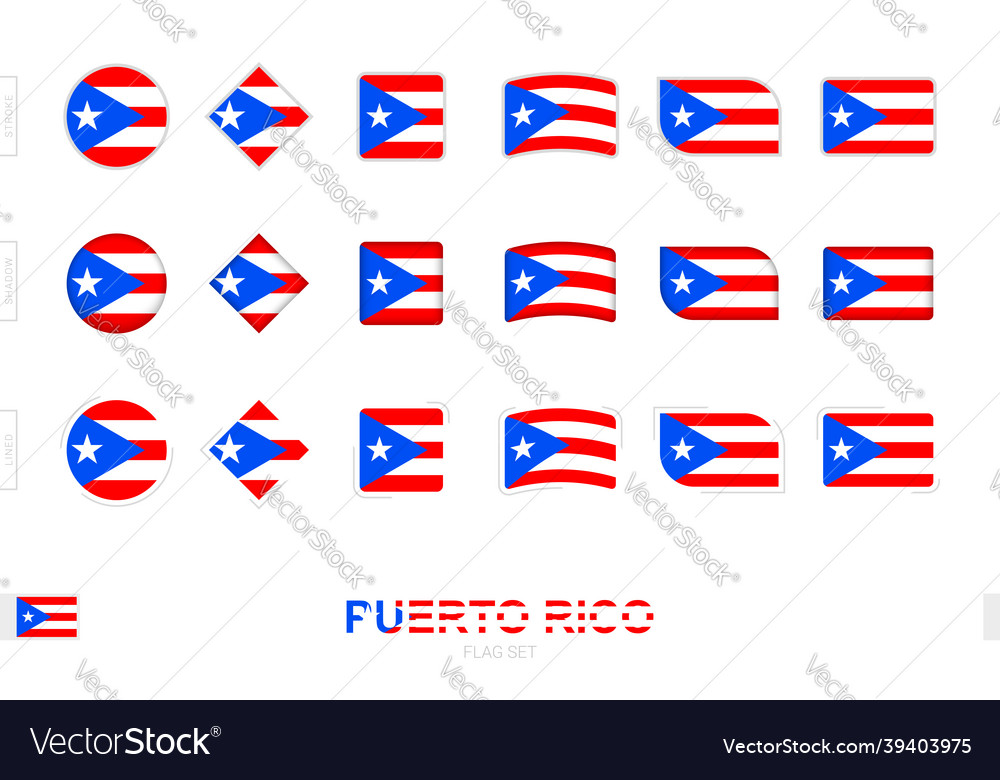 Puerto rico flag set simple flags