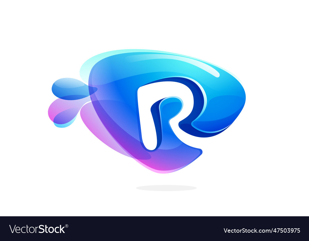 R letter logo made of spring water and dew drops Vector Image