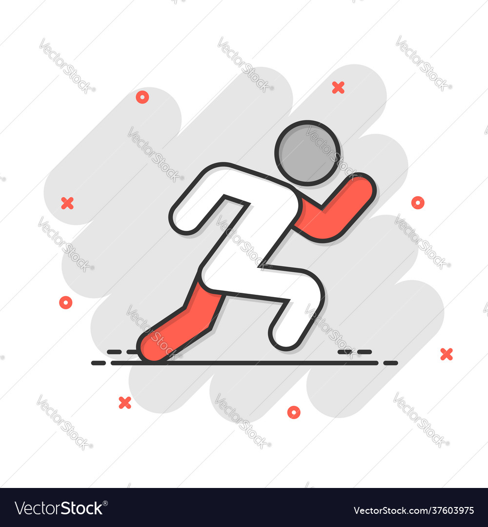 Run people icon in comic style jump cartoon Vector Image